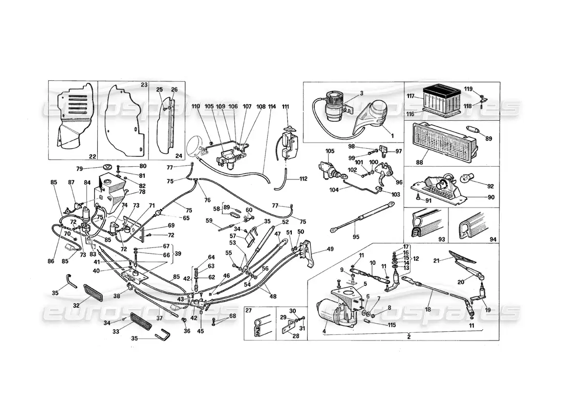 maserati qtp.v8 4.9 (s3) 1979 compartimento del motor y del maletero diagrama de piezas