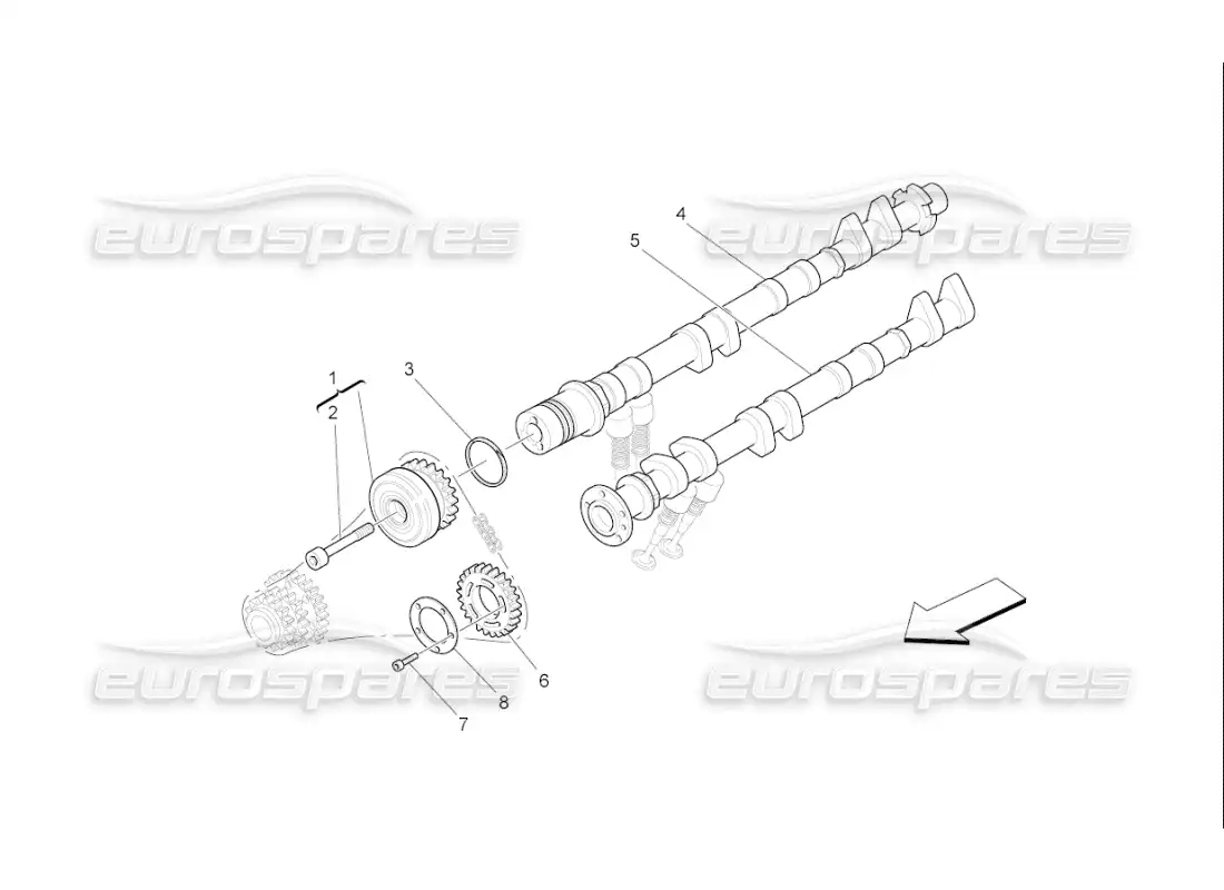 maserati qtp. (2010) 4.7 auto árboles de levas de culata izquierda diagrama de piezas