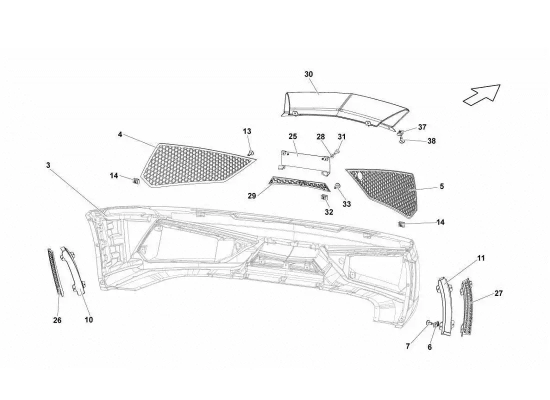 lamborghini gallardo lp570-4s perform rejillas - parachoques delantero diagrama de piezas