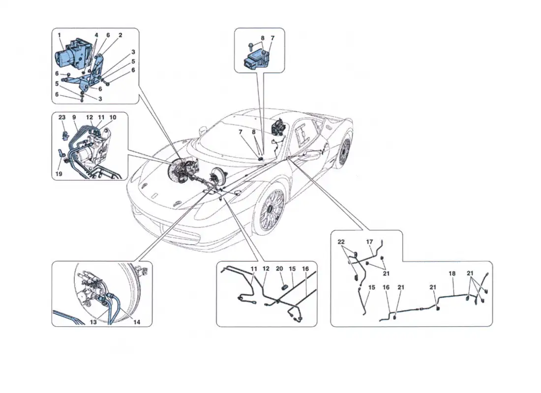 ferrari 458 challenge sistema de frenado diagrama de piezas