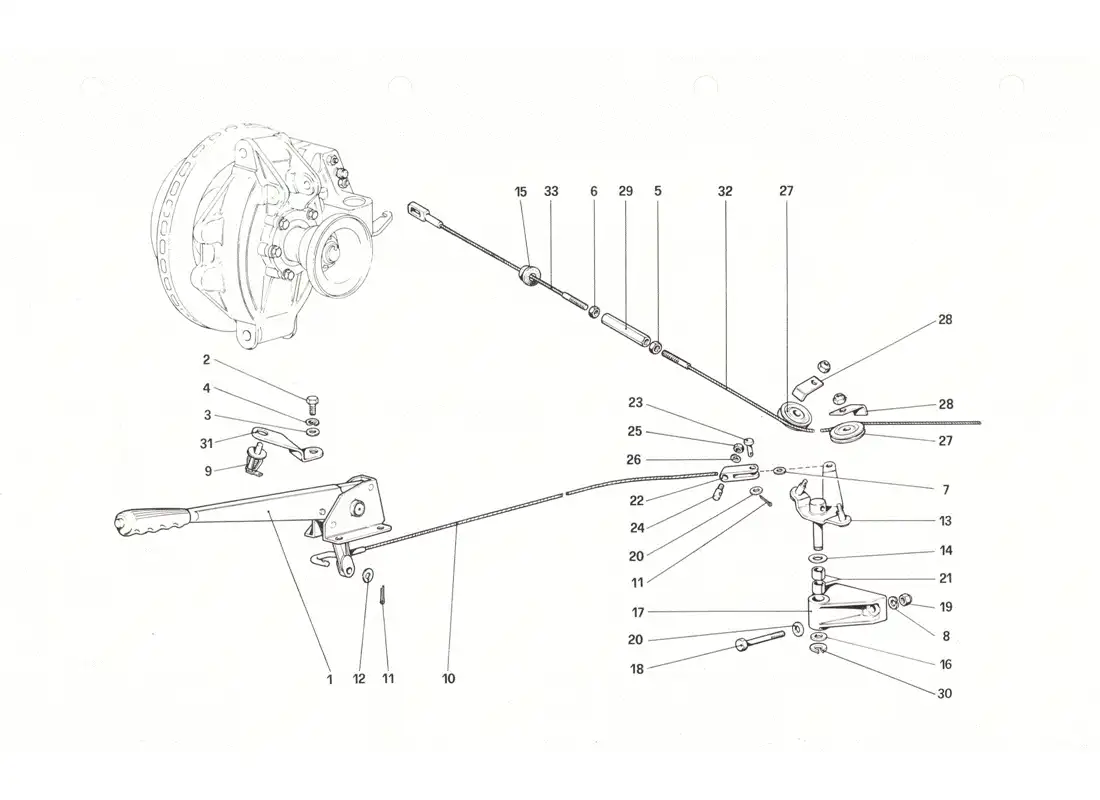 ferrari 208 gtb gts control de freno manual diagrama de piezas
