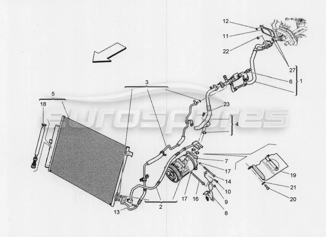 maserati qtp. v8 3.8 530bhp 2014 auto unidad a c: diagrama de piezas de los dispositivos del compartimento del motor