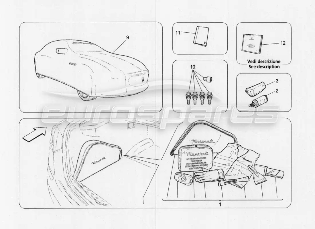 maserati qtp. v8 3.8 530bhp 2014 auto accesorios suministrados diagrama de piezas
