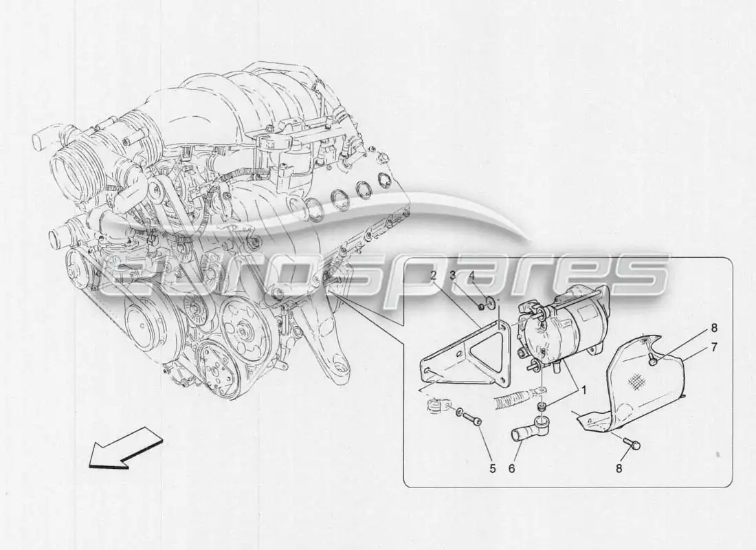 maserati grancabrio mc centenario gestión electrónica - iniciador diagrama de piezas