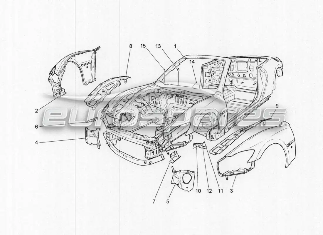maserati grancabrio mc centenario carrocería y paneles exteriores delanteros diagrama de piezas