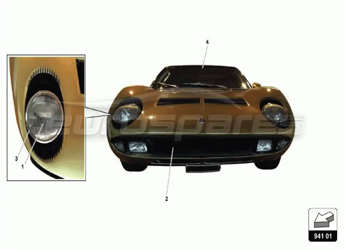 lamborghini miura p400s luces diagrama de piezas