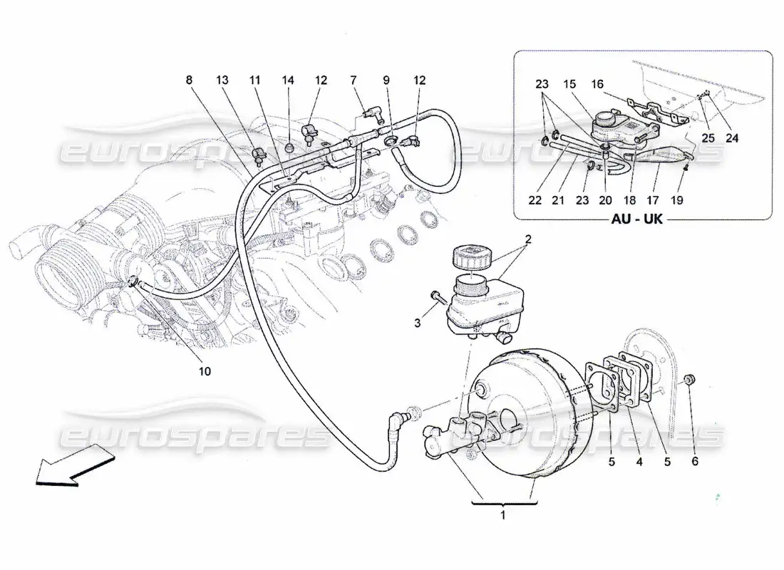 maserati qtp. (2010) 4.7 brake servo system diagrama de piezas