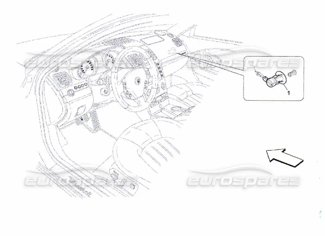 maserati qtp. (2010) 4.7 desactivación del airbag del pasajero diagrama de piezas