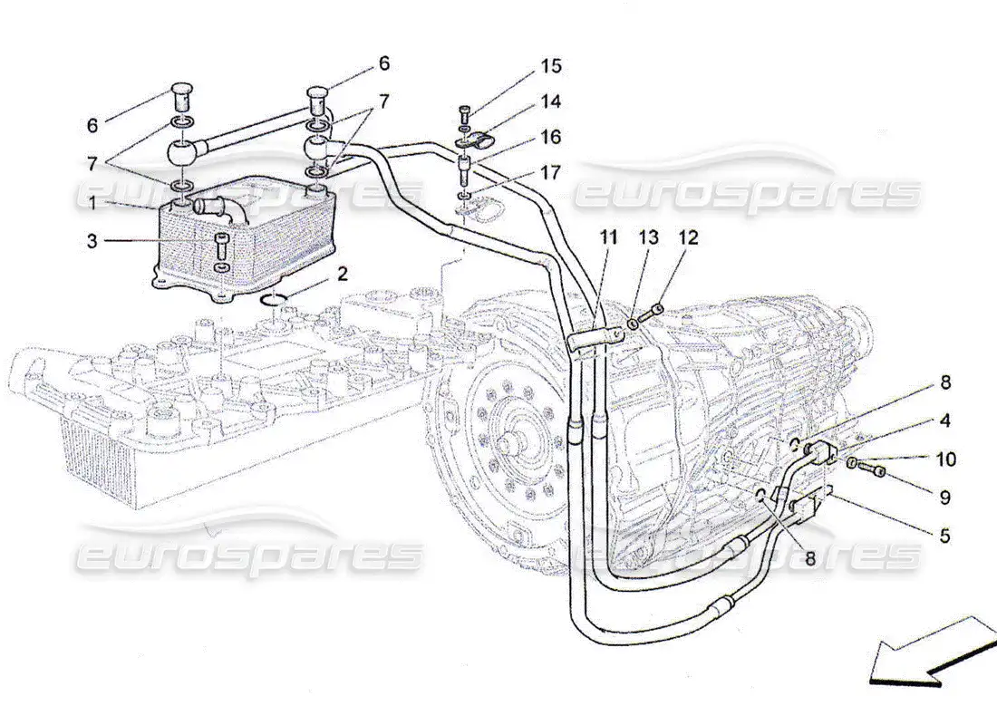 maserati qtp. (2010) 4.2 lubricación y refrigeración del aceite de la caja de cambios diagrama de piezas