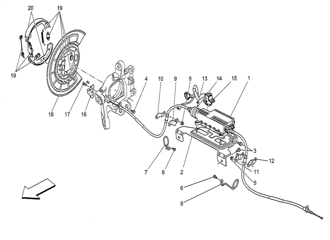 maserati qtp. v8 3.8 530bhp 2014 parking brake diagrama de piezas