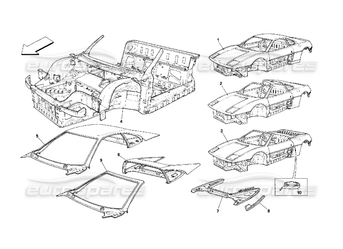 ferrari 348 (2.7 motronic) body - general units diagrama de piezas