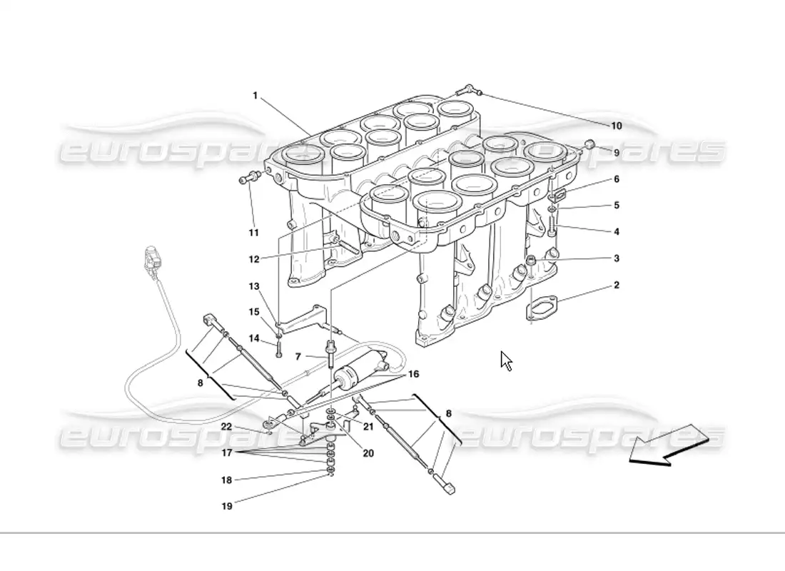 ferrari 360 modena colector de admisión de aire diagrama de piezas