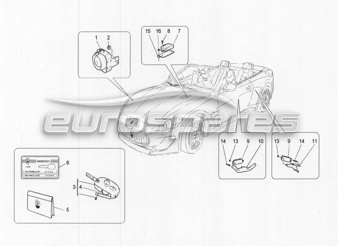 maserati grancabrio mc centenario alarmas e inmovilizador diagrama de piezas