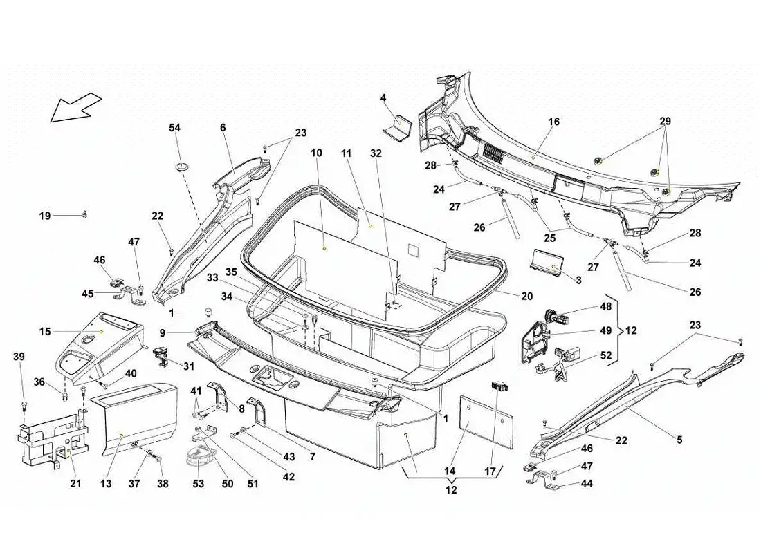 lamborghini gallardo lp570-4s perform embellecedores para maletero de equipaje diagrama de piezas