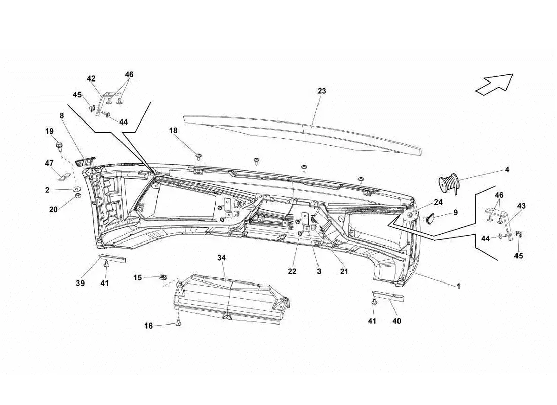 lamborghini gallardo lp570-4s perform parachoques delanteros diagrama de piezas