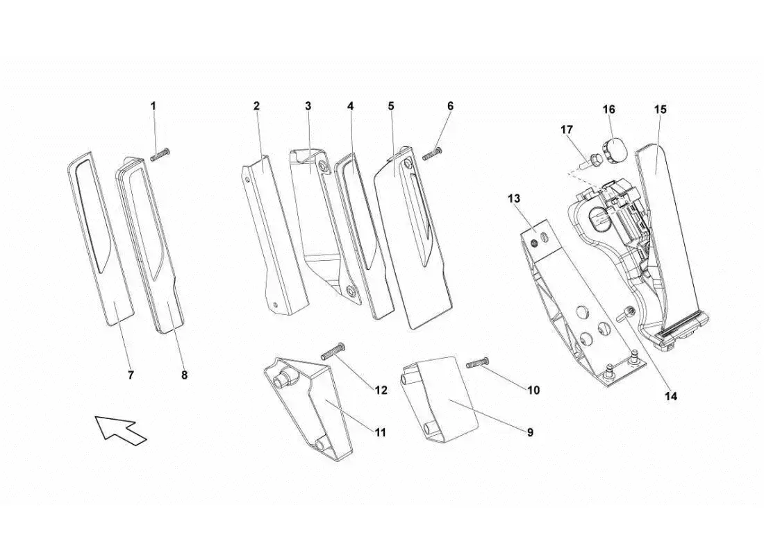 lamborghini gallardo sts ii sc diagrama de piezas del pedal del acelerador