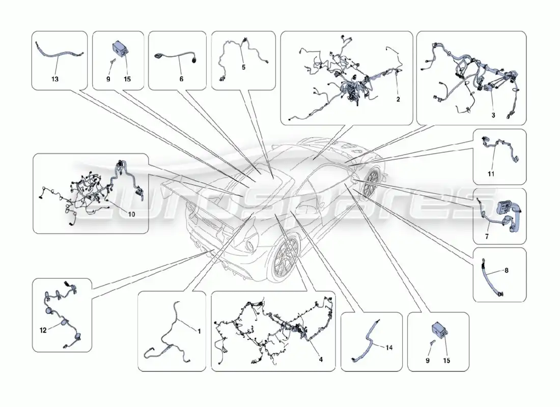 ferrari 488 challenge alambrado diagrama de piezas