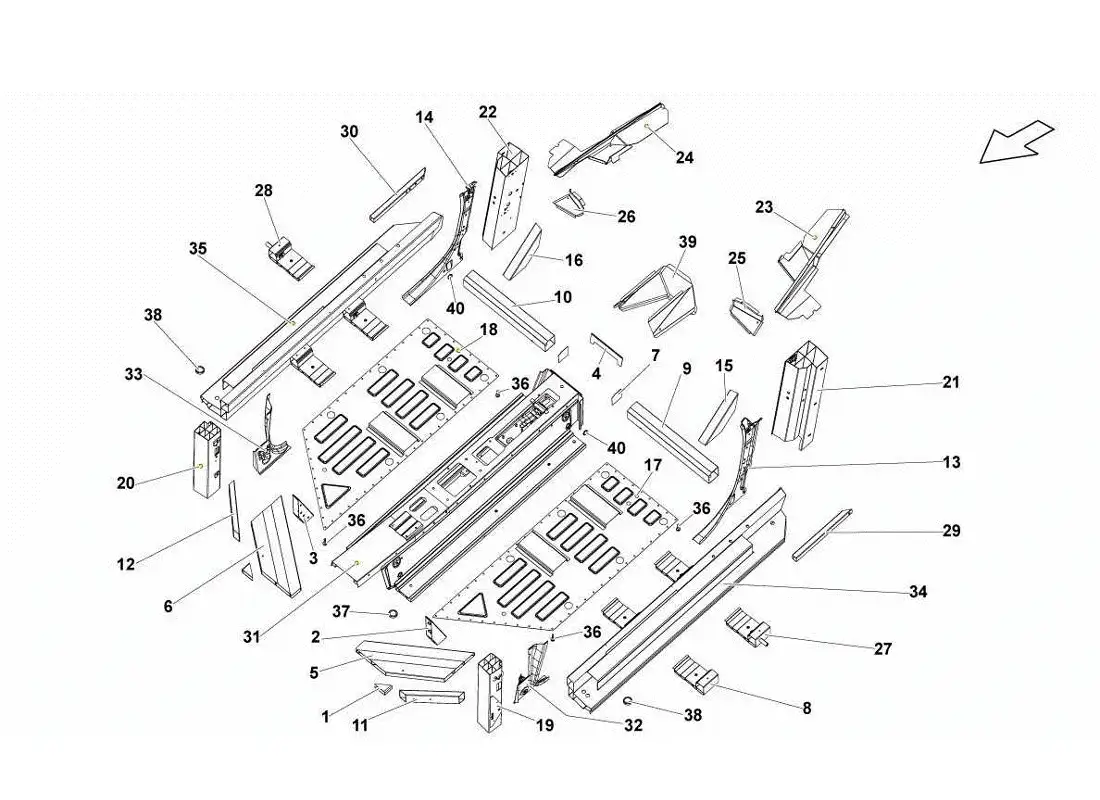 lamborghini gallardo lp560-4s update elementos del marco central diagrama de piezas