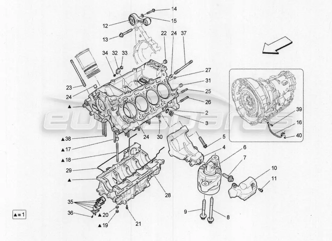 maserati qtp. v8 3.8 530bhp 2014 auto diagrama de piezas del carter