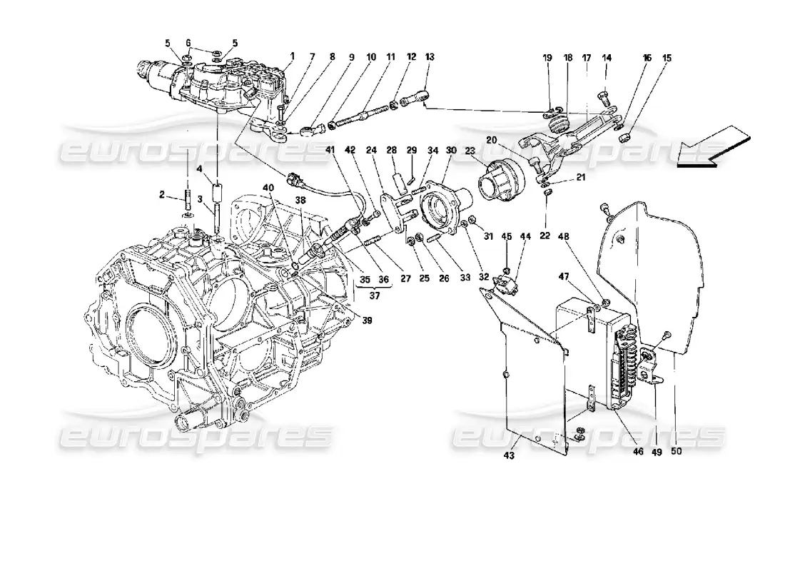 ferrari mondial 3.4 t coupe/cabrio embrague electrónico - controles diagrama de piezas