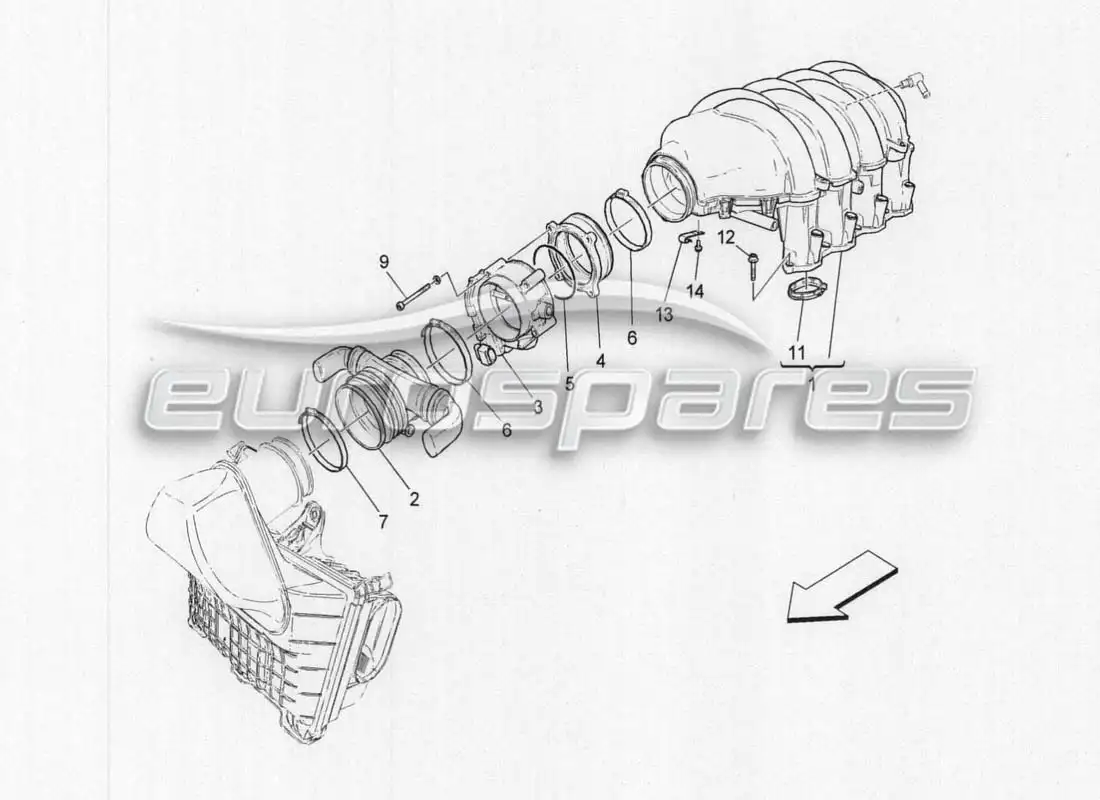maserati grancabrio mc centenario intake manifold and throttle body diagrama de piezas
