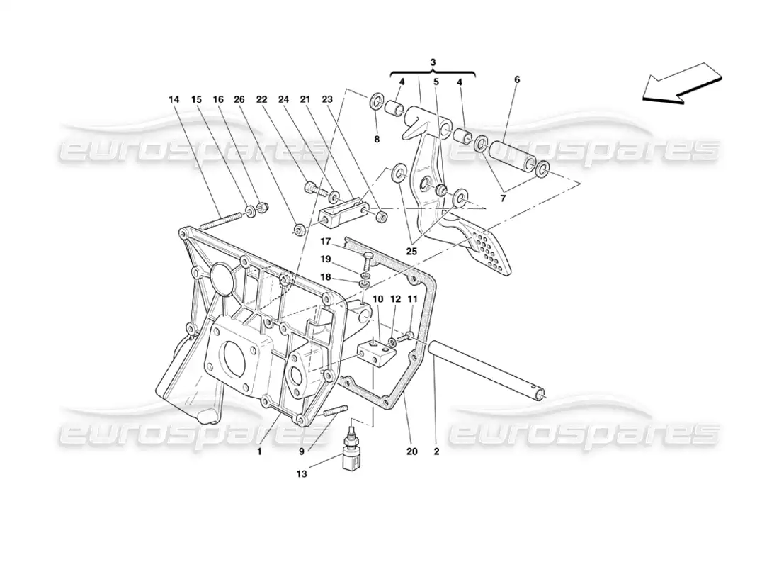 ferrari 360 challenge stradale pedales diagrama de piezas
