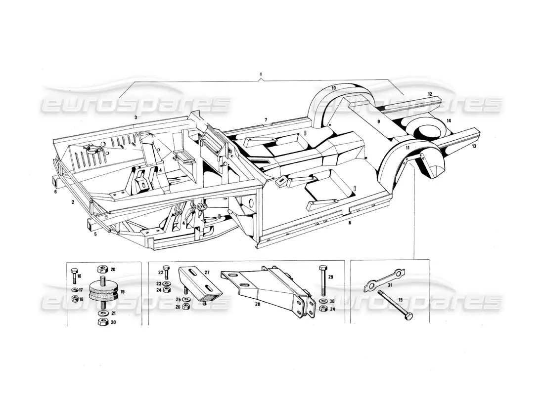 maserati qtp.v8 4.9 (s3) 1979 marco diagrama de piezas
