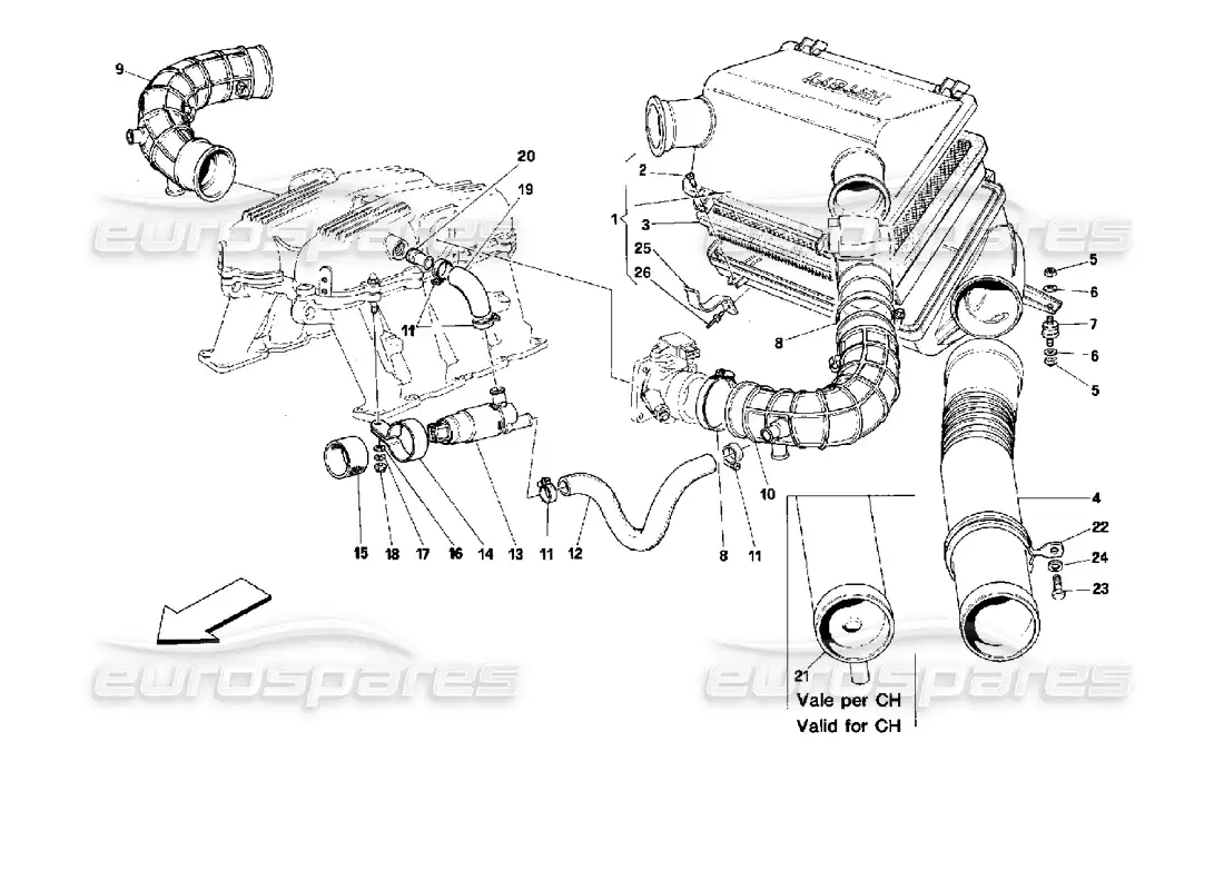 ferrari mondial 3.4 t coupe/cabrio entrada de aire - diagrama de piezas motronic 2.7
