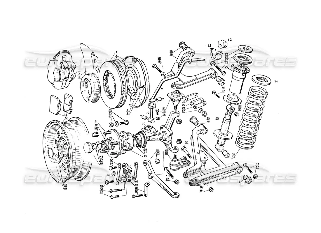 maserati qtp.v8 4.9 (s3) 1979 suspensión delantera diagrama de piezas