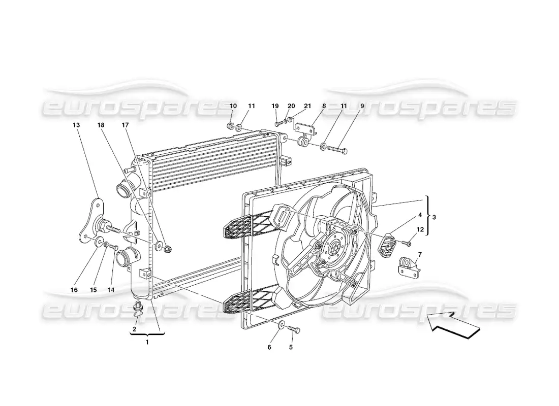 ferrari 430 challenge (2006) radiadores del sistema de refrigeración diagrama de piezas