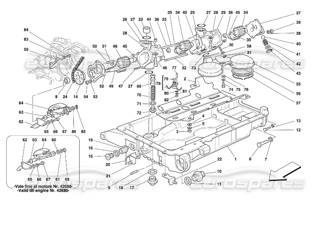 ferrari 355 (2.7 motronic) bombas y sumidero de aceite diagrama de piezas