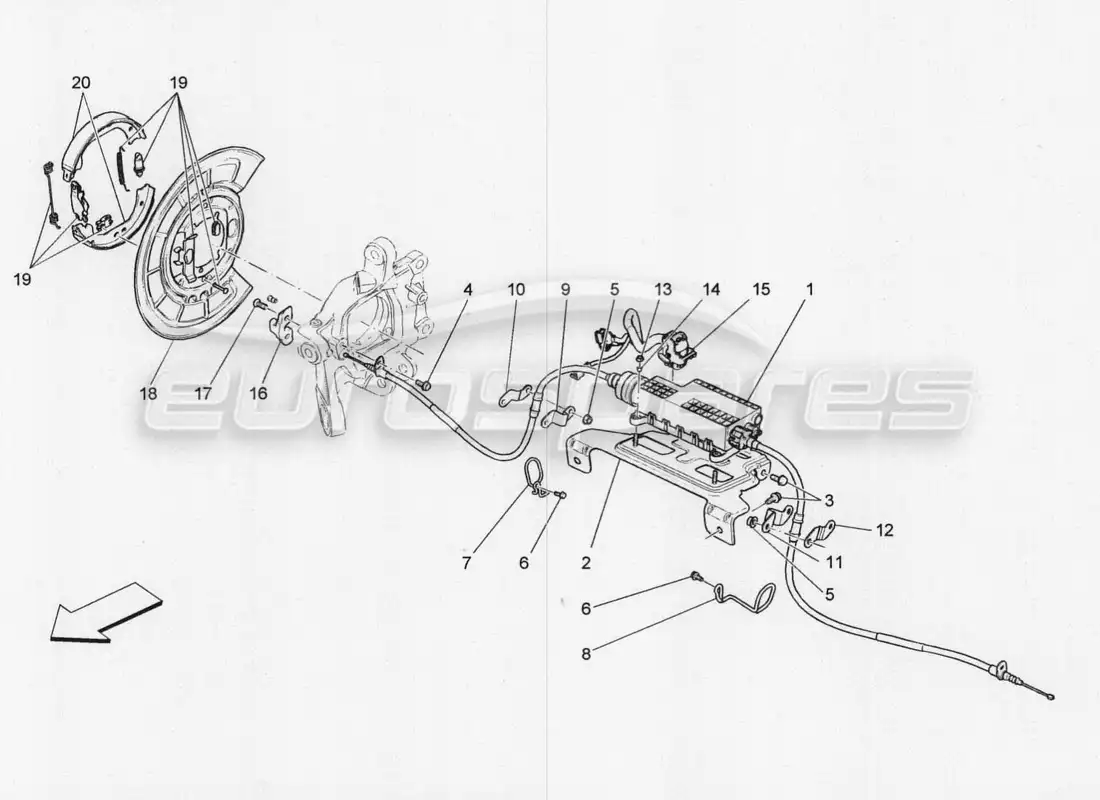 maserati qtp. v8 3.8 530bhp 2014 auto diagrama de piezas del freno de estacionamiento