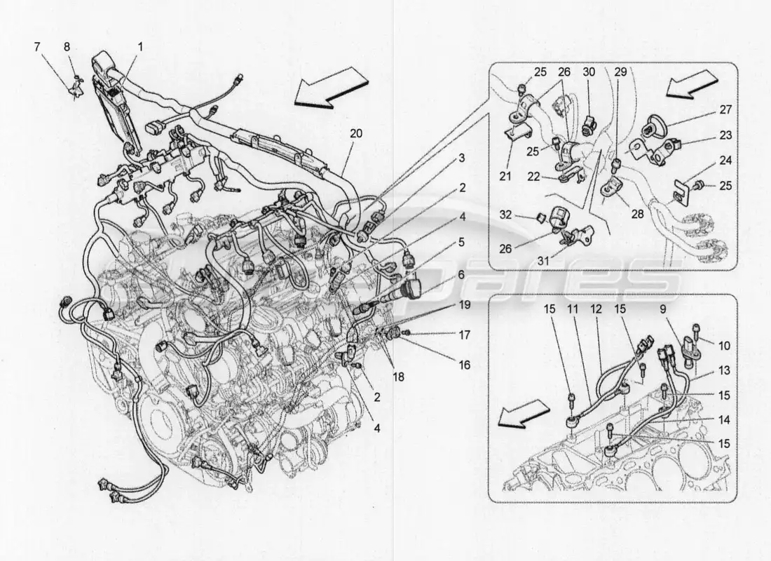 maserati qtp. v8 3.8 530bhp 2014 auto control electrónico: diagrama de piezas de control de sincronización del motor y inyección