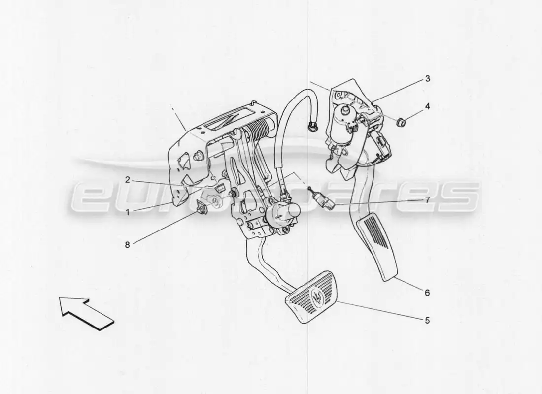 maserati qtp. v8 3.8 530bhp 2014 auto diagrama de piezas completo de la unidad de pedalera