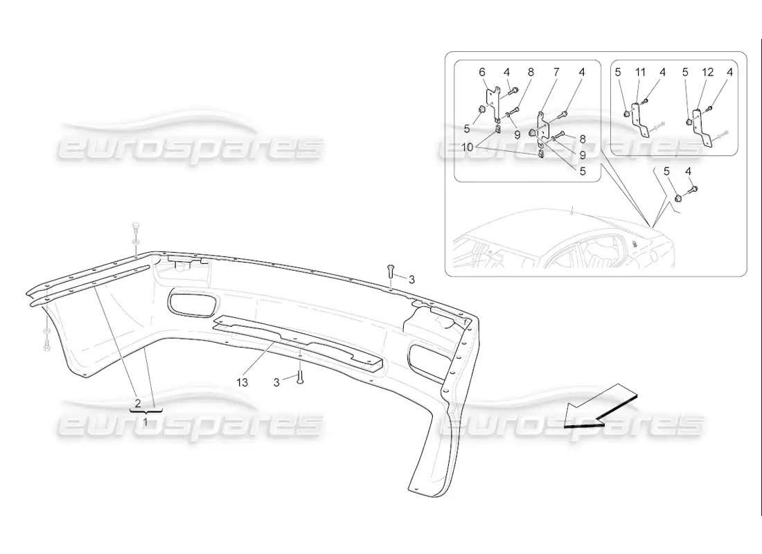 maserati qtp. (2006) 4.2 f1 parachoques trasero diagrama de piezas