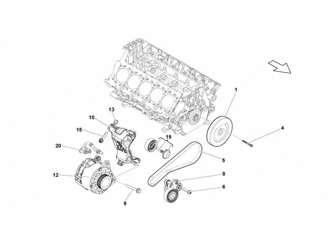 lamborghini gallardo sts ii sc diagrama de piezas del alternador y correas