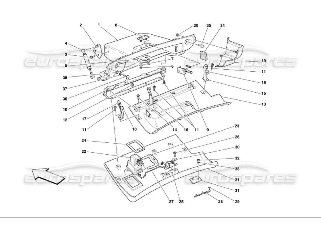 ferrari 360 modena cajón del tablero diagrama de piezas