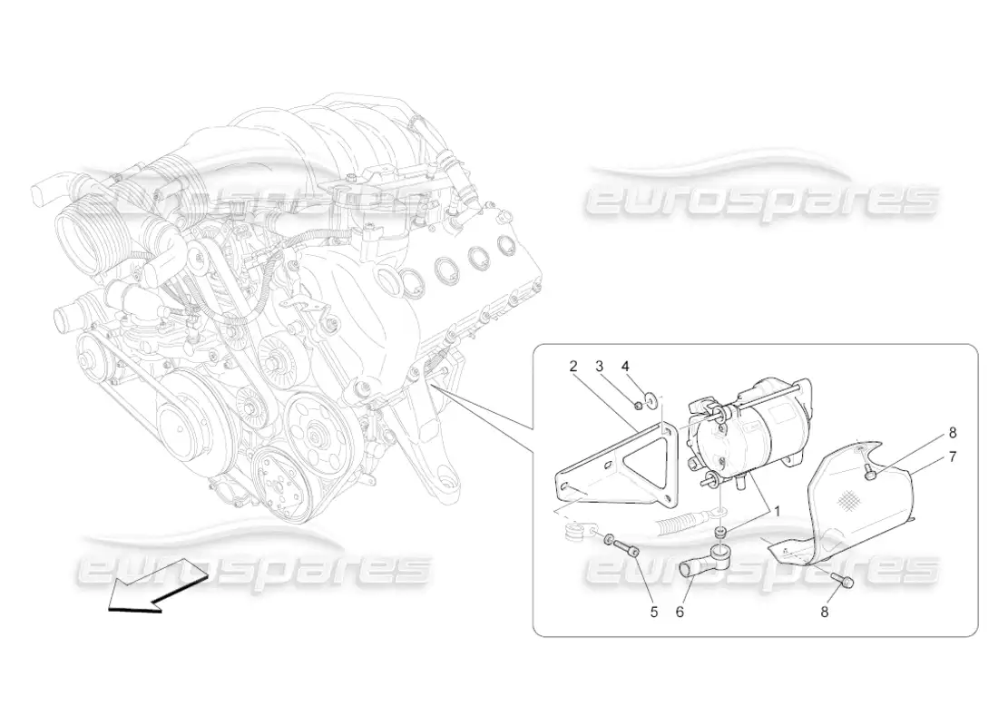 maserati grancabrio (2011) 4.7 control electrónico: encendido del motor diagrama de piezas