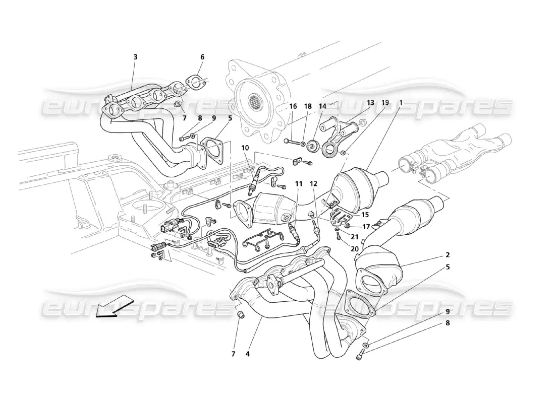 maserati qtp. (2003) 4.2 precatalizador y catalizador diagrama de piezas