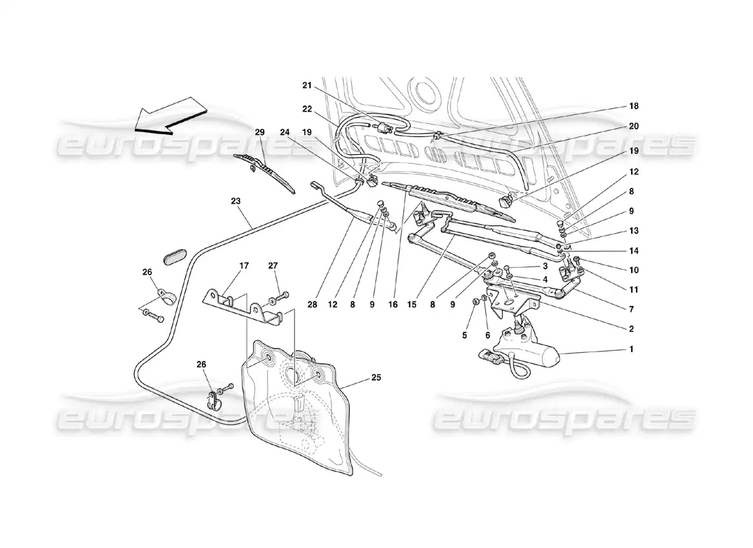 ferrari 360 challenge (2000) lavaparabrisas y arandela diagrama de piezas