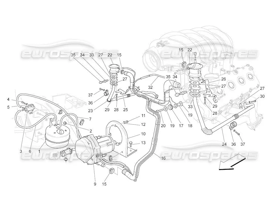 maserati qtp. (2011) 4.2 auto diagrama de piezas del sistema de aire adicional