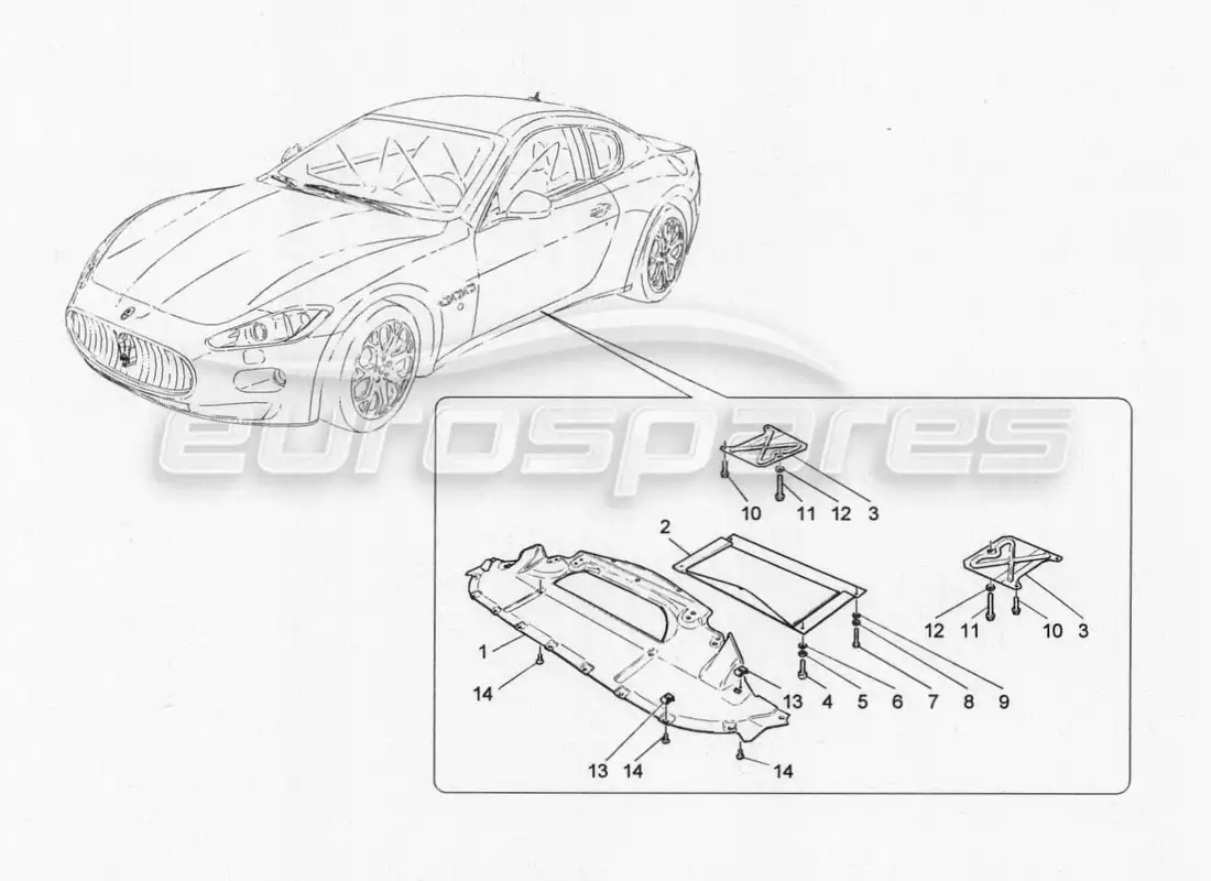 maserati granturismo special edition protección de bajos y bajos del suelo diagrama de piezas