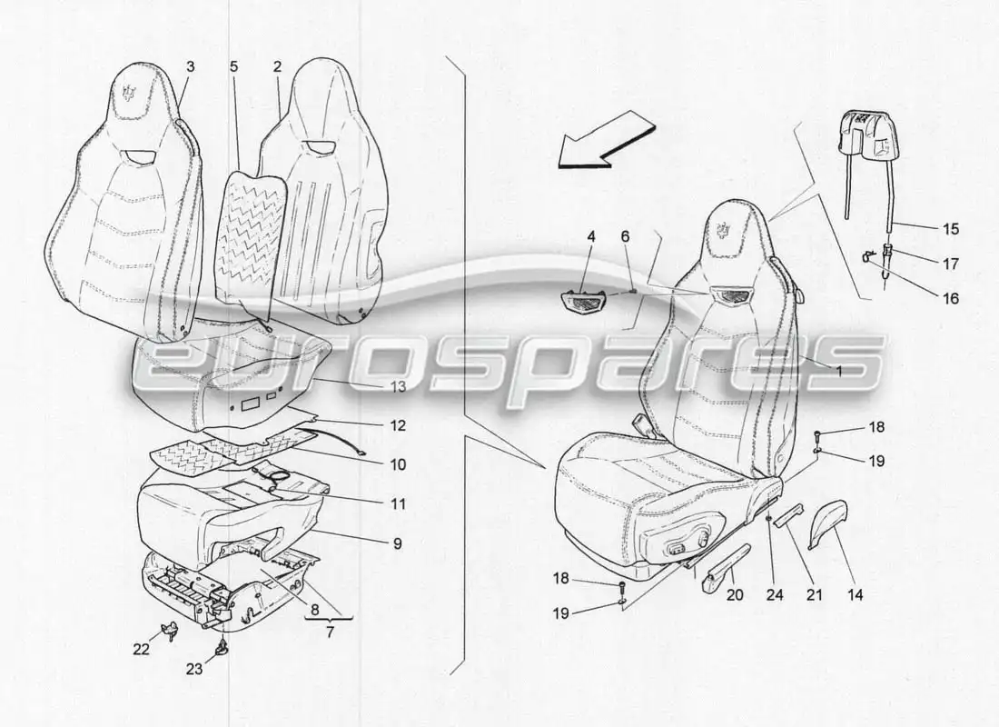 maserati grancabrio mc centenario coberturas para asientos delanteros diagrama de piezas