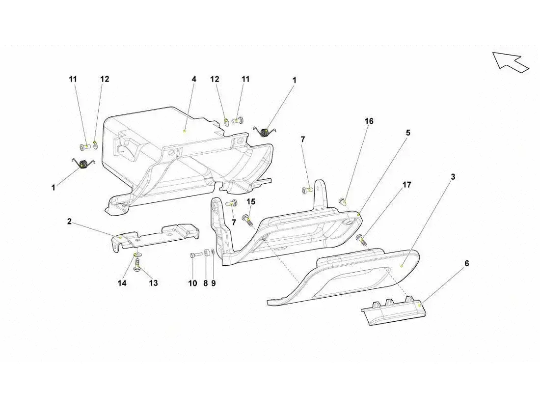 lamborghini gallardo lp560-4s update cajón del lado del conductor diagrama de piezas