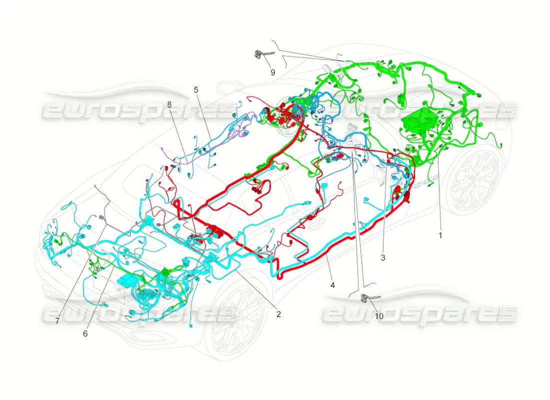 maserati grancabrio (2010) 4.7 cableado principal diagrama de piezas