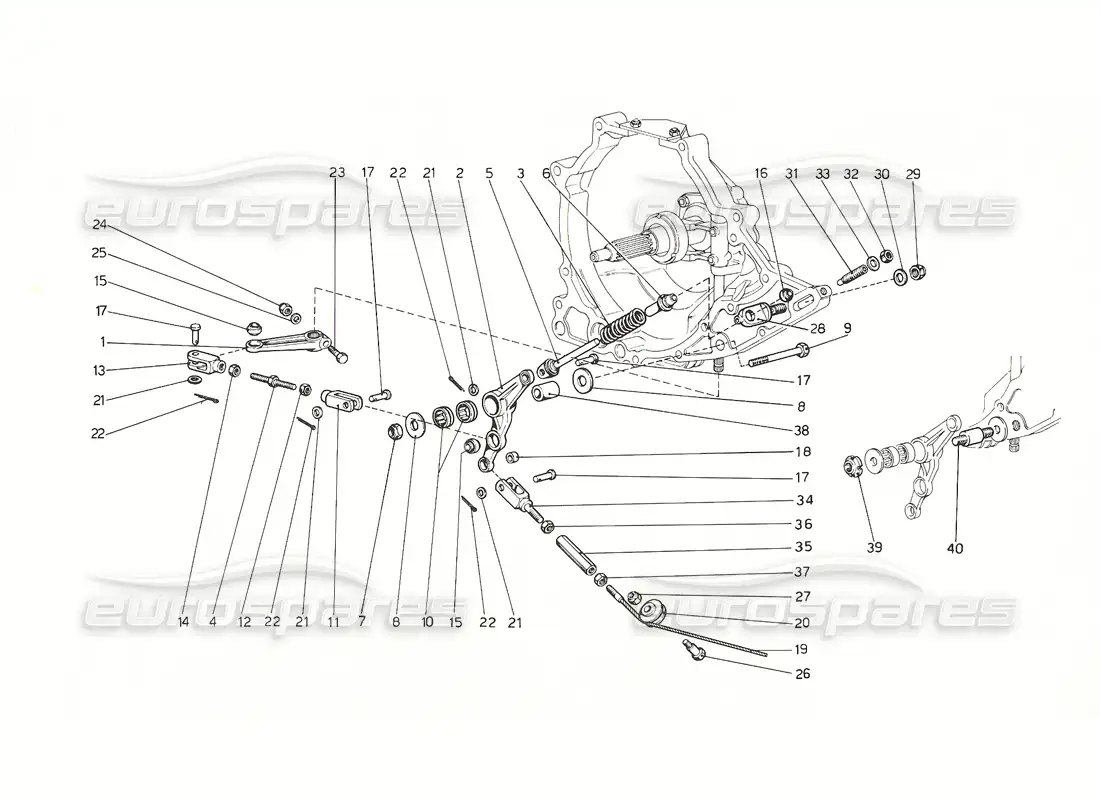 ferrari 308 gt4 dino (1976) clutch operating control diagrama de piezas