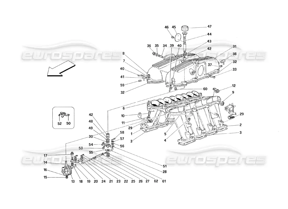 ferrari 348 (1993) tb / ts colectores y tapas diagrama de piezas
