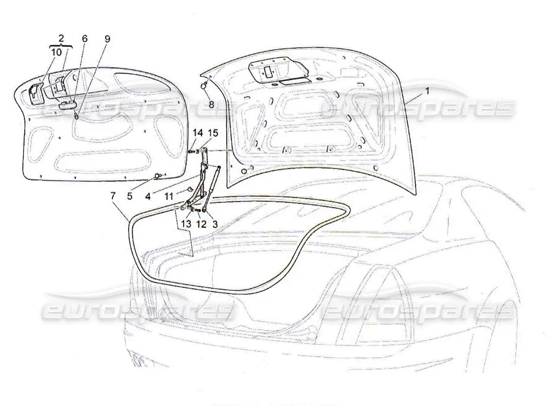 maserati qtp. (2010) 4.2 rear lid diagrama de piezas