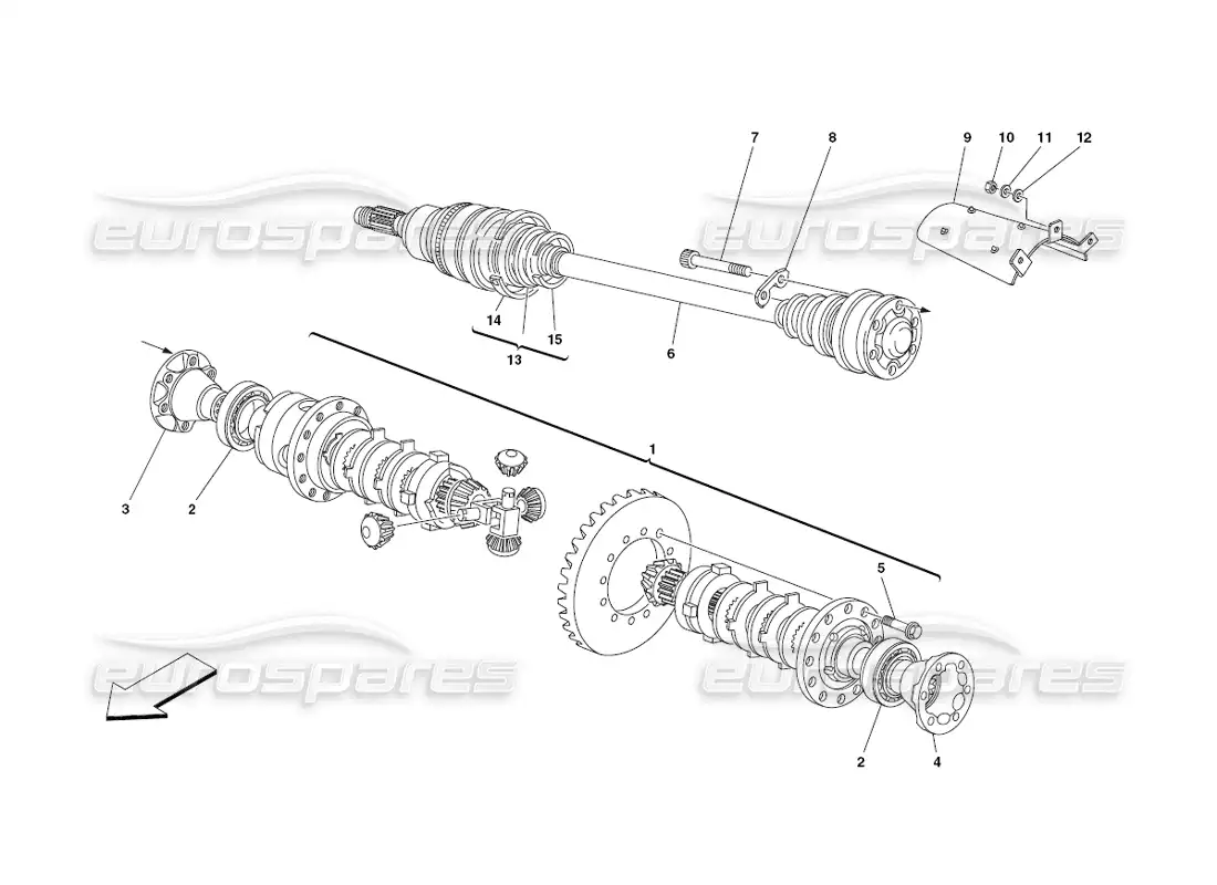 ferrari 430 challenge (2006) diferencial y semiejes diagrama de piezas