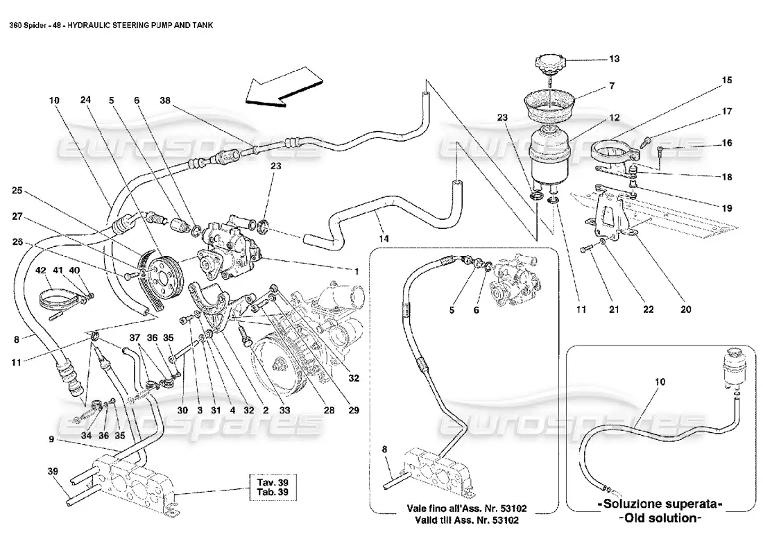 ferrari 360 spider hydraulic steering pump and tank diagrama de piezas